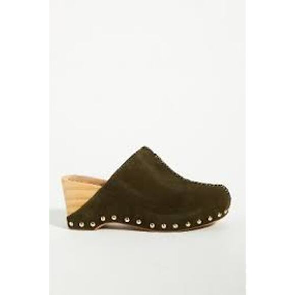 NWT Kelsi Dagger Brooklyn  Journal olive suede clogs mules sz 6 EU 36.5 Anthro - Picture 1 of 9